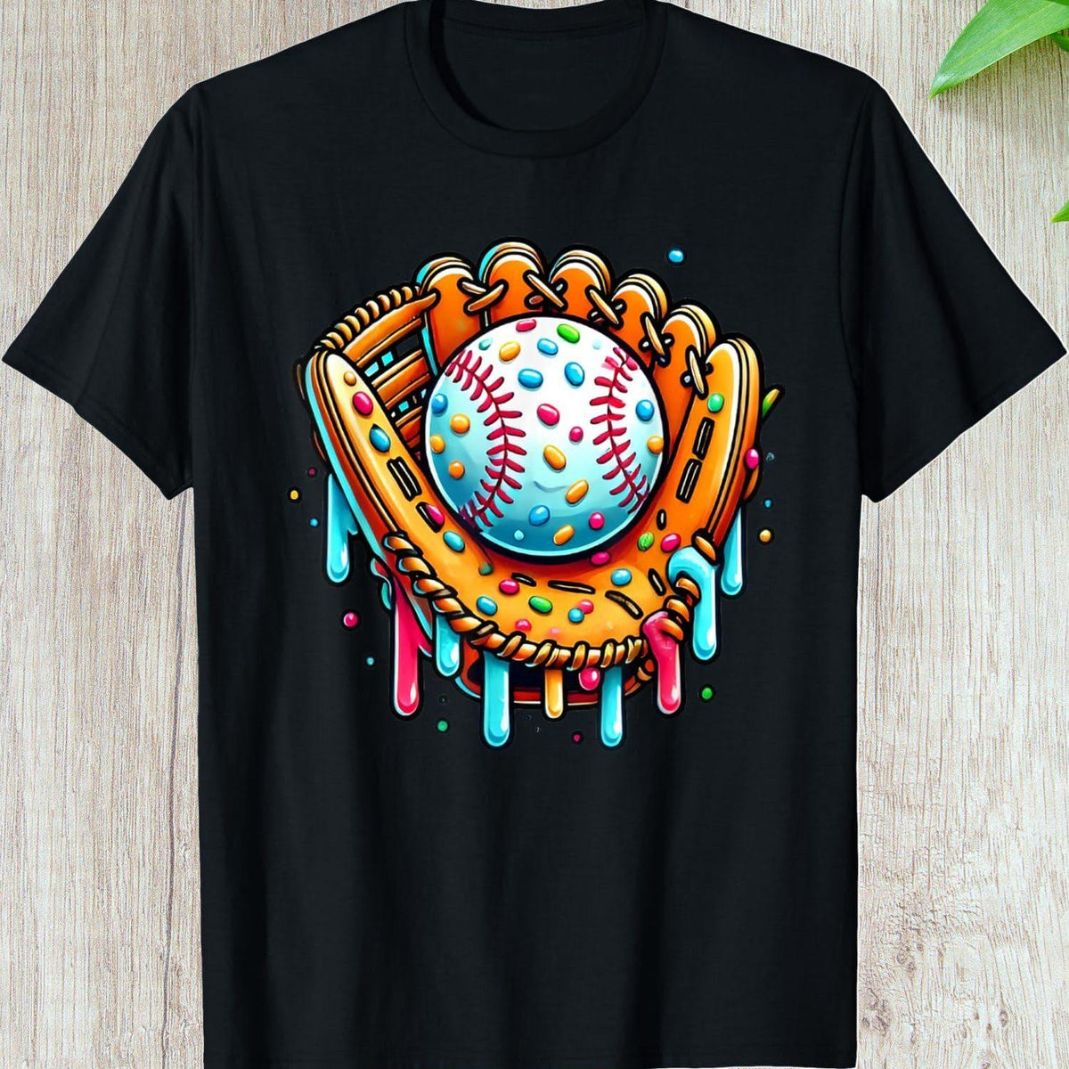 Ice Cream Drip Baseball, Custom Gift For Sports and Baseball Fans, Hoodie Long Sleeve Graphic Tee Sporty Colorful Design Birhtday Gift