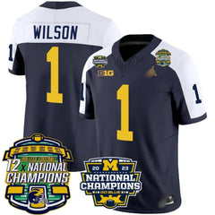 M.Wolverines #1 Roman Wilson Corum 12x National Champions Patch Vapor Jersey