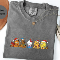 Christmas Cartoon Friends T-Shirt, Cute Holiday Characters Tee, Funny Xmas Graphic Shirt, Cozy Unisex Gift