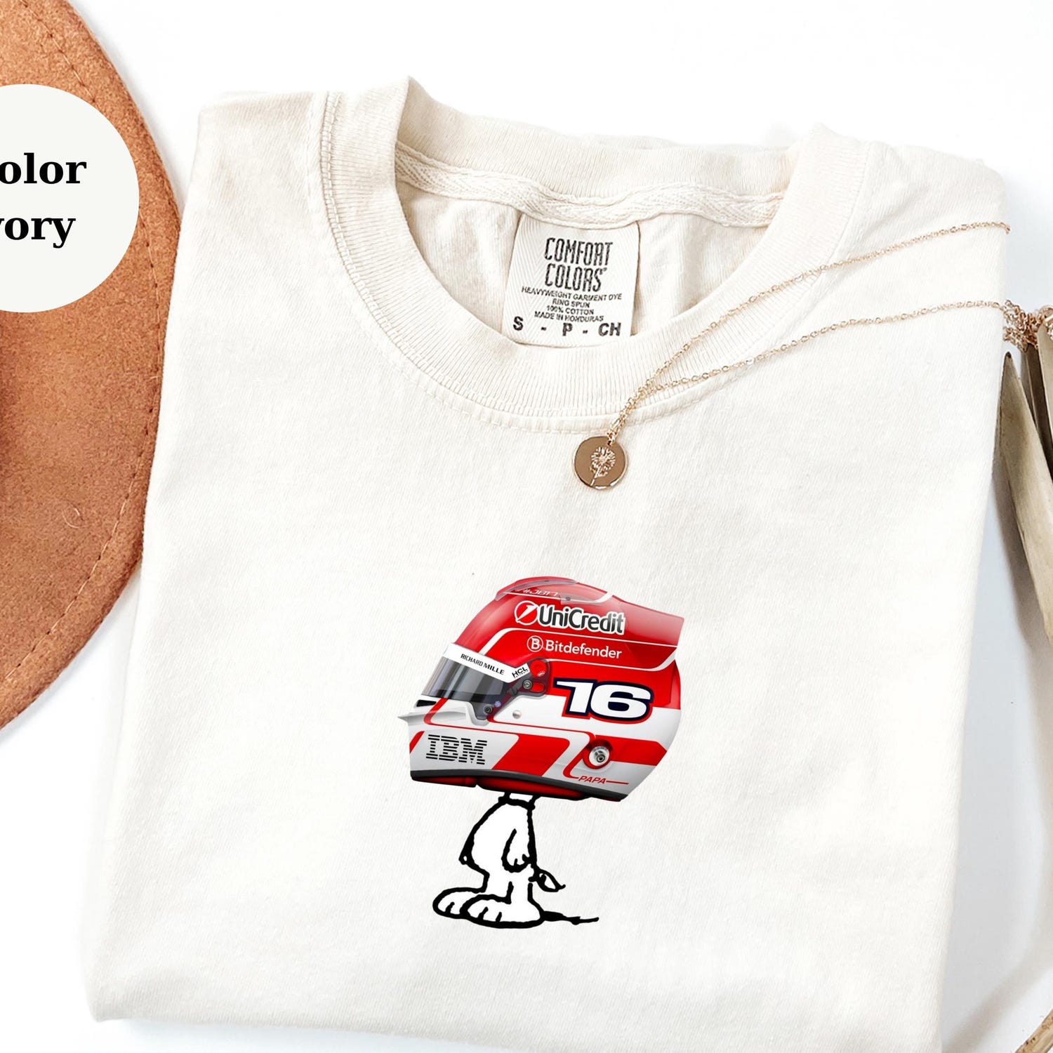 Charles Leclerc Racing Helmet Snoopy Shirt, Funny F1 Fan Crewneck, Cartoon Racer Top, Motorsport Gift, Comfort Colors Unisex Shirt