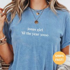 Comfort Colors Jonas Girl 'Til The Year 3000 Tee, Jonas Shirt, Funny Concert Shirt For Women, Retro Concert Merch Nick Kevin Joe