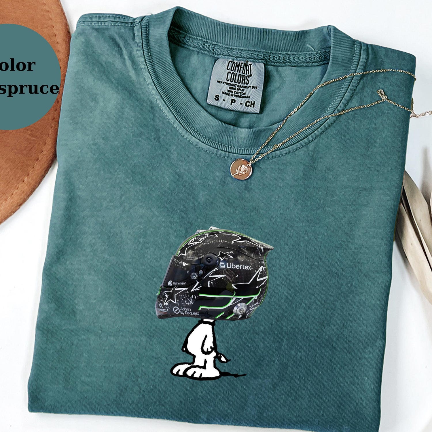 Nico H�lkenberg Racing Helmet Snoopy Shirt, Funny F1 Fan Crewneck, Cartoon Racer Top, Motorsport Gift, Comfort Colors Unisex Shirt