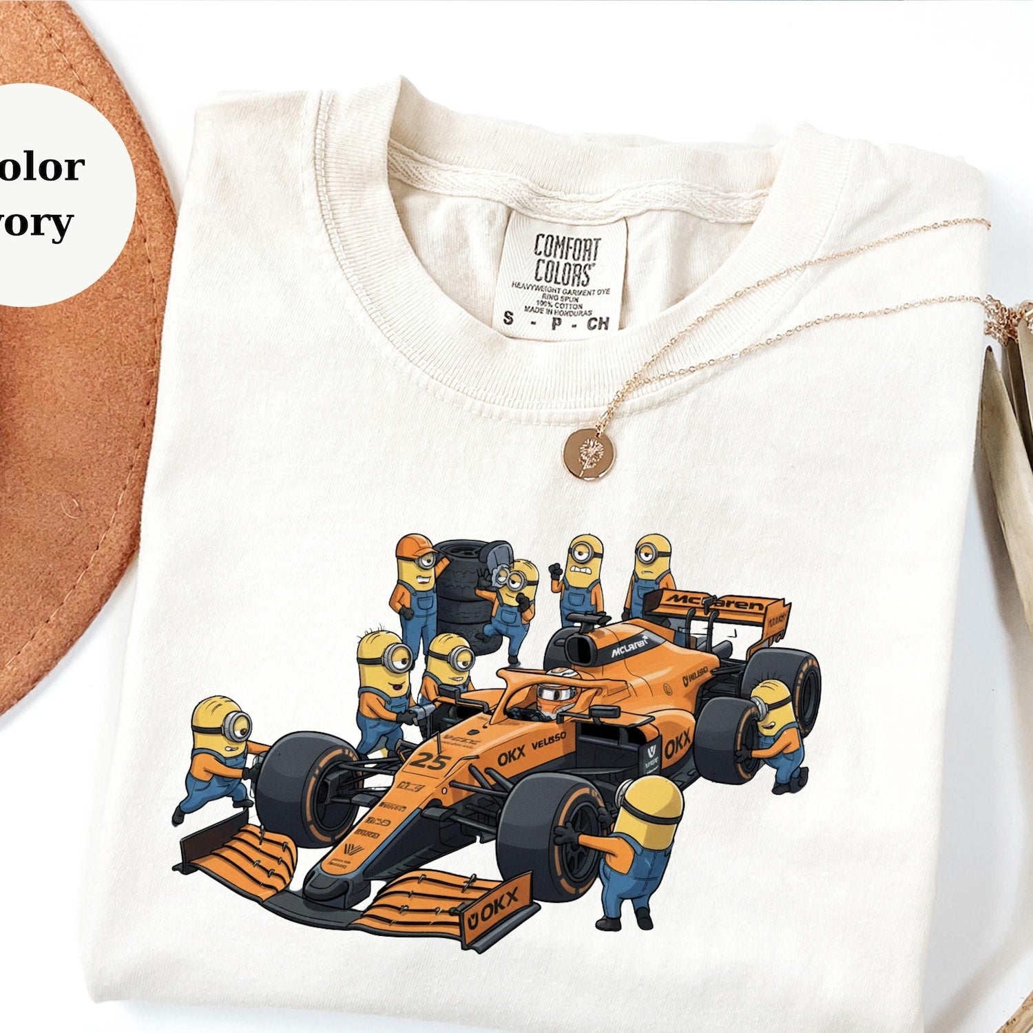 McLaren F1 Minions Pit Crew Shirt, Funny Racing Tee, Formula 1 Fan Gift, Lando Racing Top, Cute Minion Car Tee