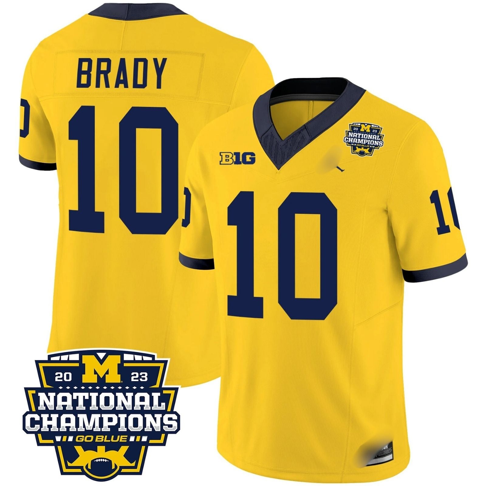M.Wolverines #10 Tom Brady 2023 National Champions Patch Fan Jersey