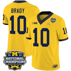 M.Wolverines #10 Tom Brady 2023 National Champions Patch Fan Jersey