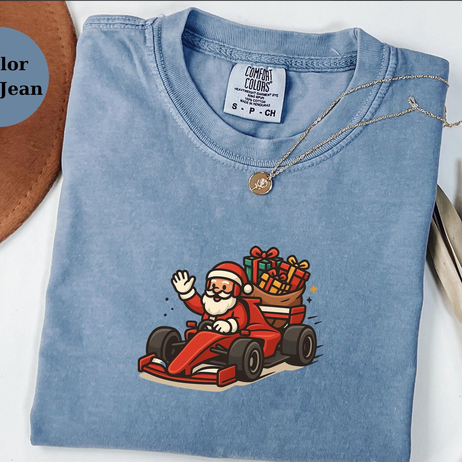 Christmas Racing Santa Tee � Funny F1 Xmas Shirt � Holiday Race Fan Gift