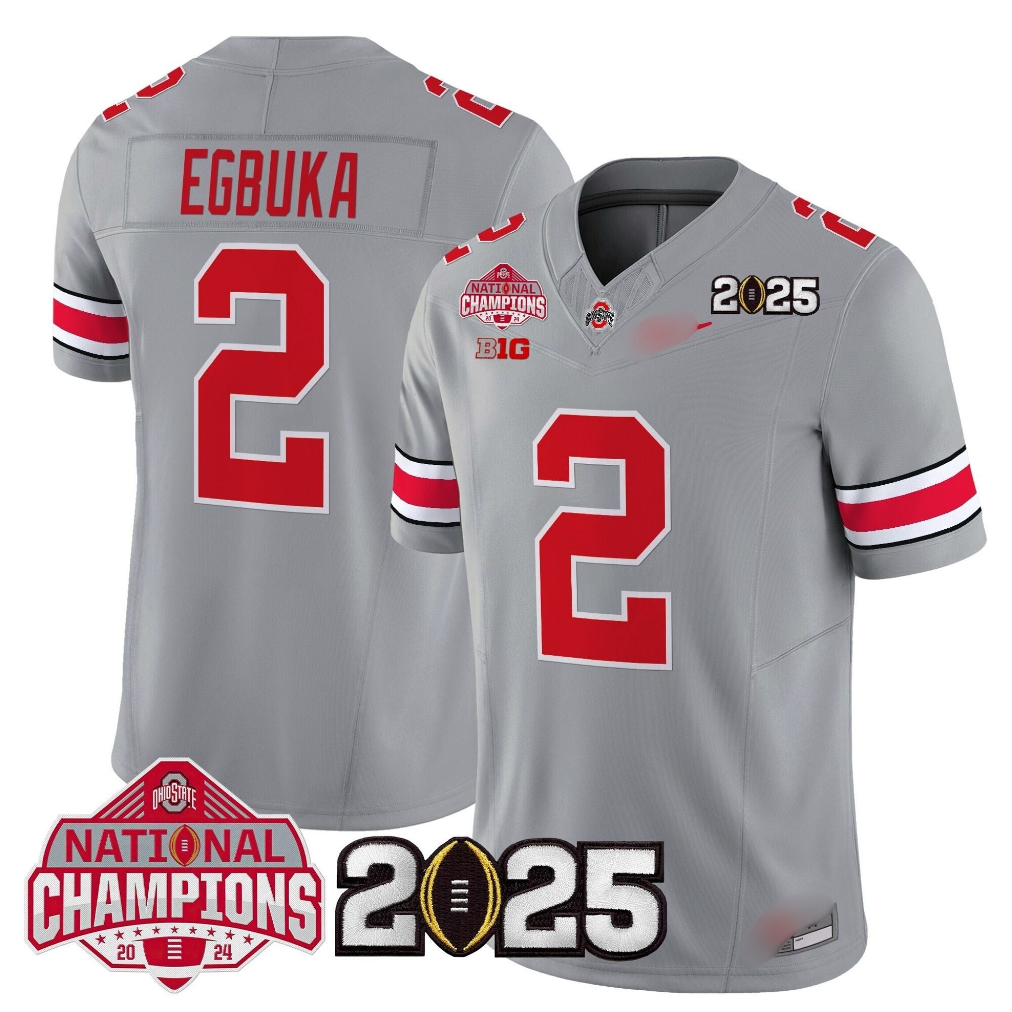 O.S Buckeyes #2 Emeka Egbuka 2025 National Champions Patch Limited Jersey