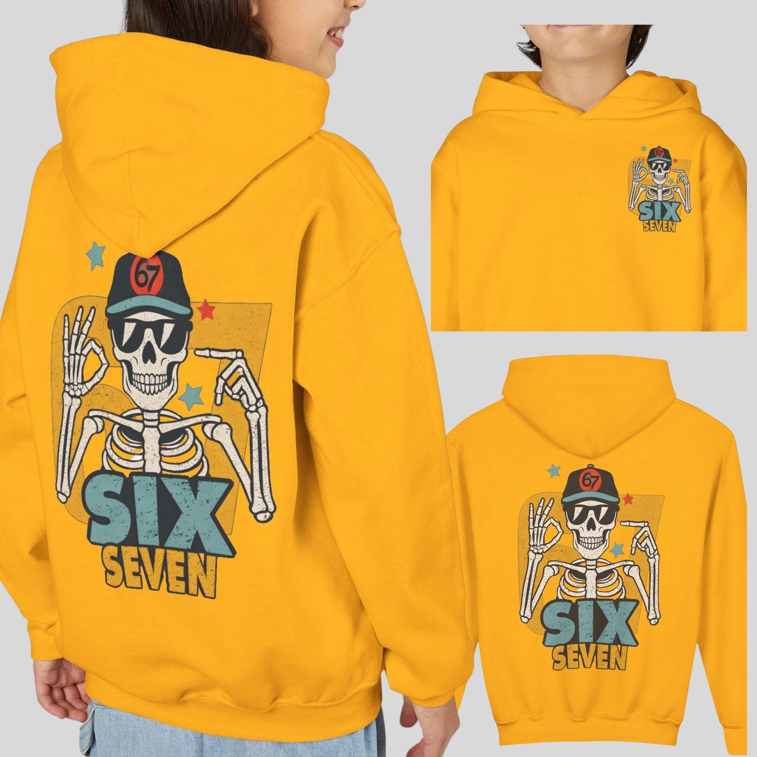 67 Hoodie Youth, Funny Skeleton 6 7 TikTok Meme Shirt, Viral Humor Hoodie, Trending TikTok Gift for Teens, Six Seven Crewneck Sweatshirt 1