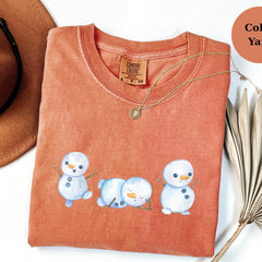 Cute Snowman T-Shirt, Winter Snowmen Tee, Christmas Cartoon Snowman Shirt, Holiday Unisex Top