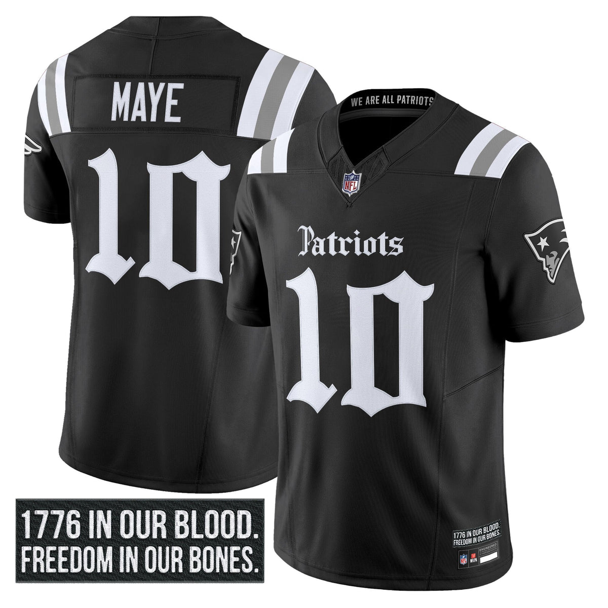 N.E Patriots #10 Drake Maye ‘Gothic Revolution Edition’ Limited Jersey