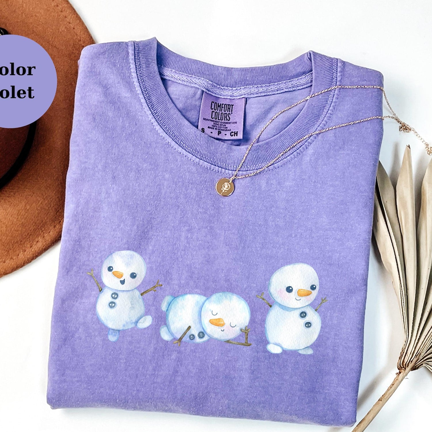 Cute Snowman T-Shirt, Winter Snowmen Tee, Christmas Cartoon Snowman Shirt, Holiday Unisex Top