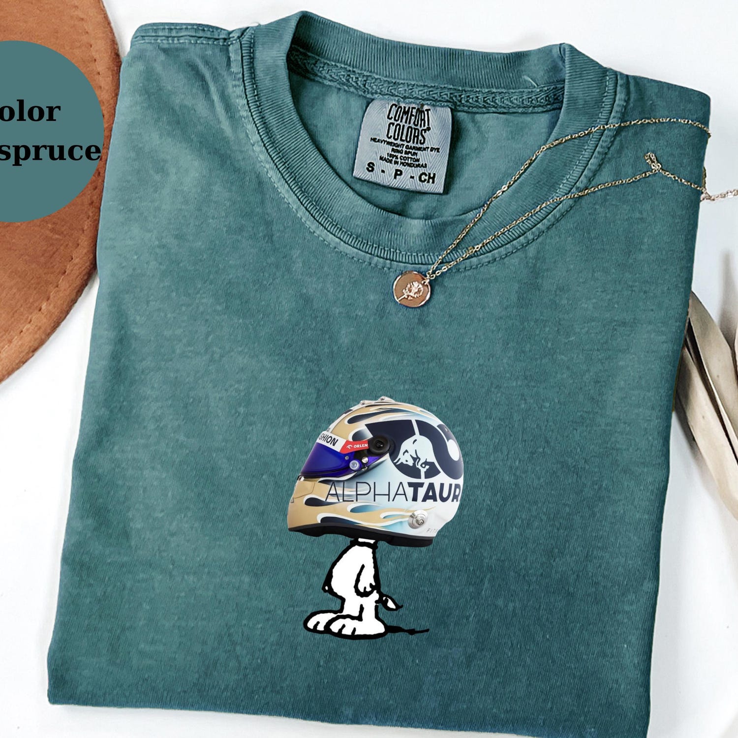 Daniel Ricciardo Racing Helmet Snoopy Shirt, Funny F1 Fan Crewneck, Cartoon Racer Top, Motorsport Gift, Comfort Colors Unisex Shirt