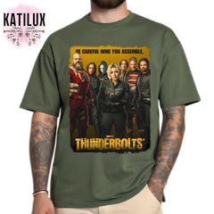 Be Careful Who You Assemble Tshirt - Marvel Thunderbolts Team T-Shirt - Thunderbolts 2025 Poster Graphic Tee
