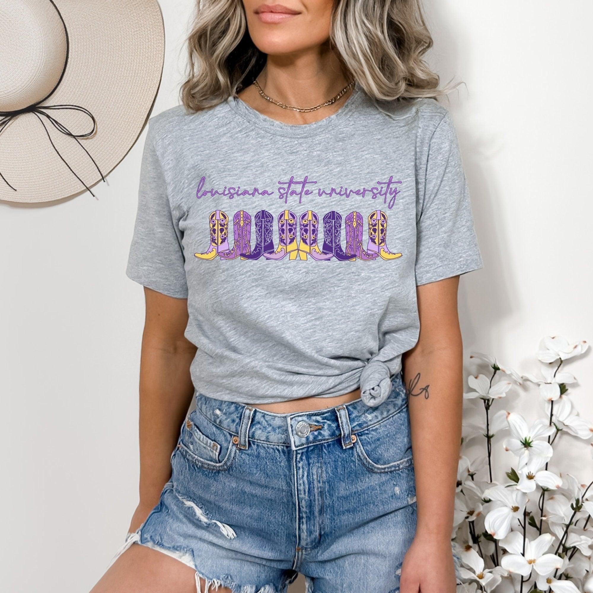 Aesthetic LSU T-shirt, Womens Louisiana State University Shirt, Geaux Tigers Shirt, LSU Gameday, Louisiana State Tailgate, Cowgirl Boots Tee (Classic Version) - Shirt King