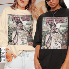 Post Malone Comic Shirt, 90S Vintage Merch Book Art Twelve Carat Toothache Album World Tour Tickey 2023 Graphic Tee Gift V2, Com1705Kh (Classic Version) - Shirt King