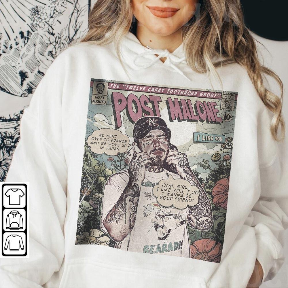 Post Malone Comic Shirt, 90S Vintage Merch Book Art Twelve Carat Toothache Album World Tour Tickey 2023 Graphic Tee Gift V2, Com1705Kh (Classic Version) - Shirt King