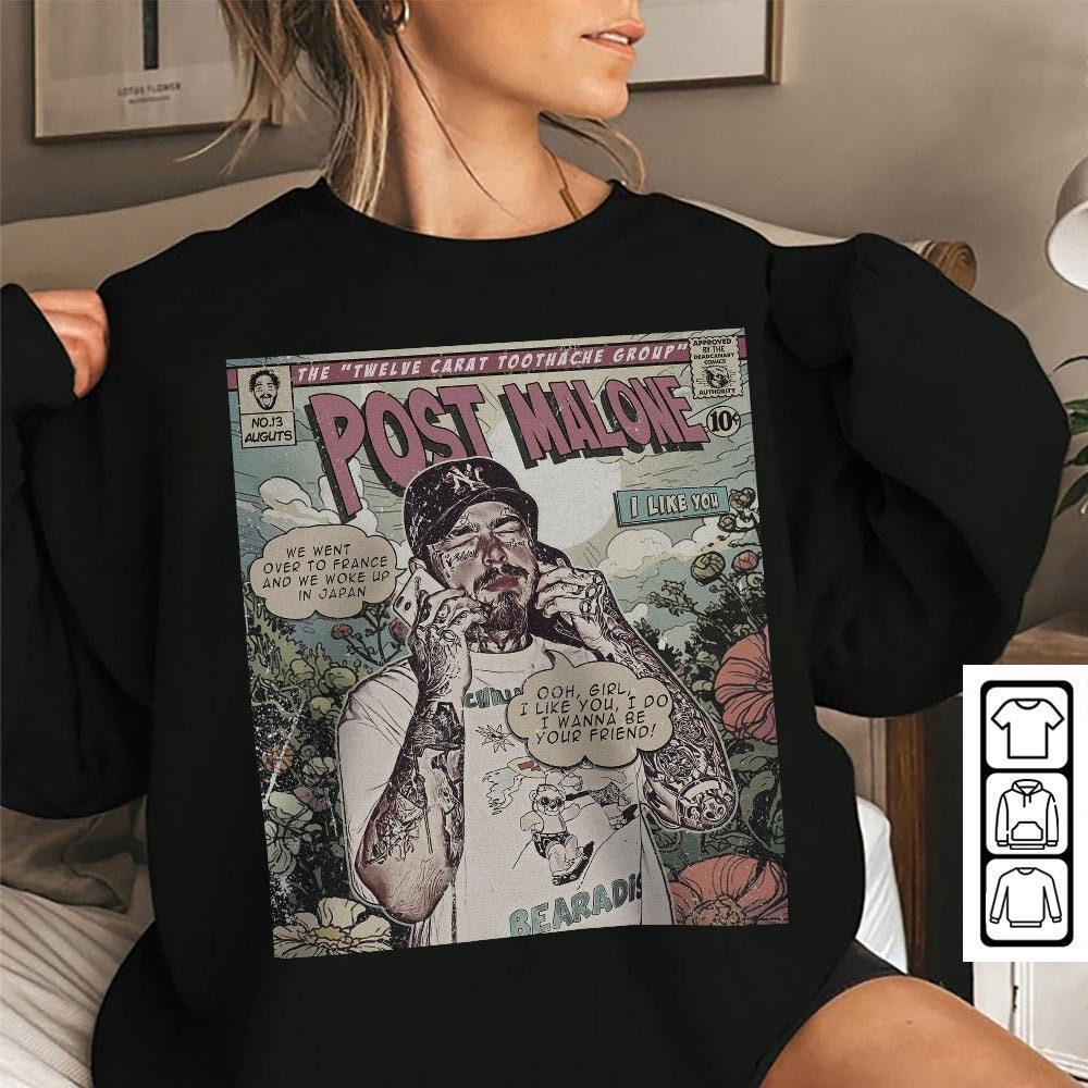 Post Malone Comic Shirt, 90S Vintage Merch Book Art Twelve Carat Toothache Album World Tour Tickey 2023 Graphic Tee Gift V2, Com1705Kh (Classic Version) - Shirt King