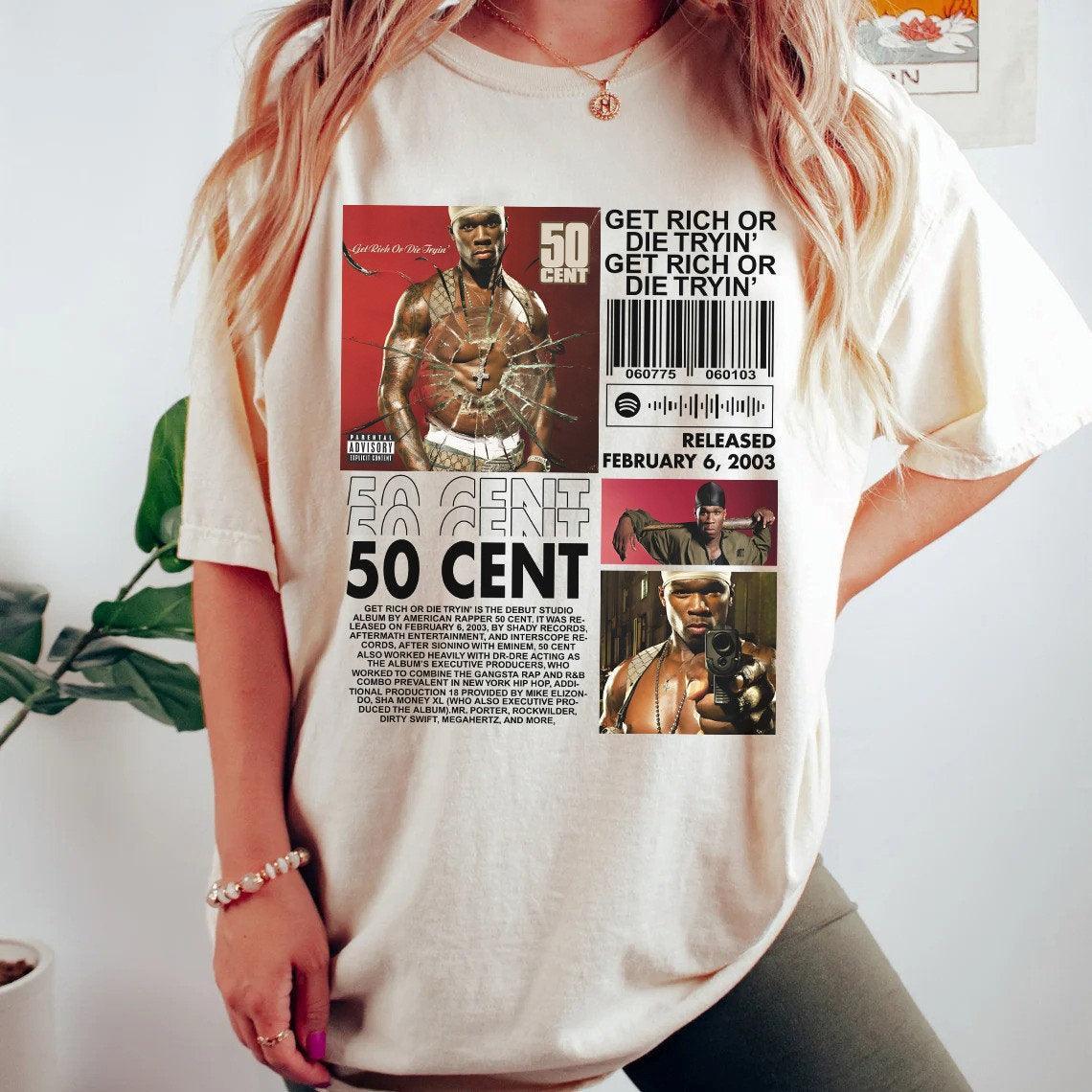 50 Cent Vintage T-Shirt, Get Rich Or Die Tryin Album 90s Y2K T-Shirt, 50 Cent Rap Shirt, Hiphop Tee, Vintage Bootleg Shirt (Classic Version) - Shirt King