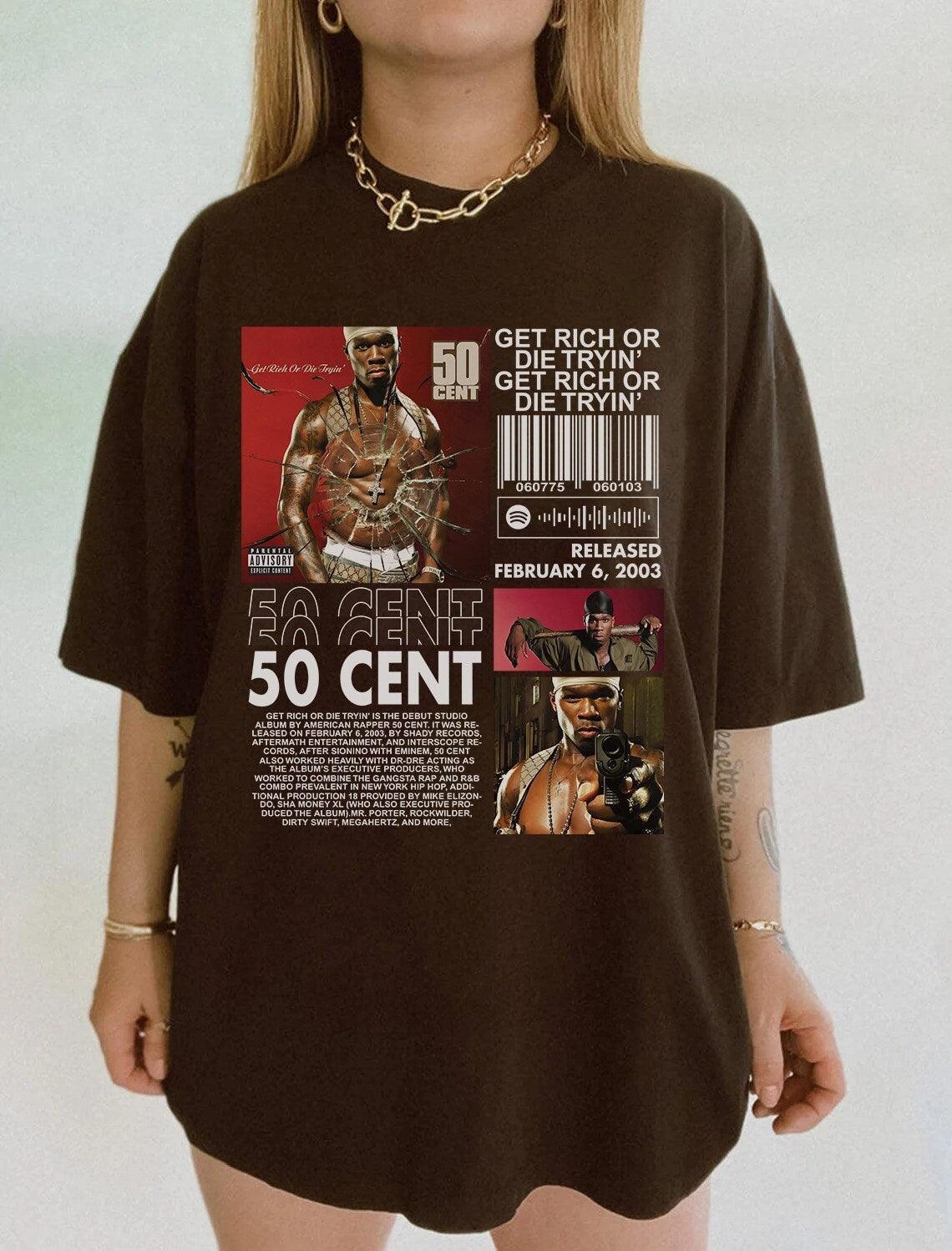 50 Cent Vintage T-Shirt, Get Rich Or Die Tryin Album 90s Y2K T-Shirt, 50 Cent Rap Shirt, Hiphop Tee, Vintage Bootleg Shirt (Classic Version) - Shirt King