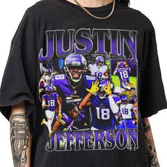 Justin Jefferson 90s Vintage Sweatshirt - Justin Jefferson Football Vintage Graphic Tee - Justin Jefferson 90s Vintage Oversized Retro Shirt (Classic Version) - Shirt King