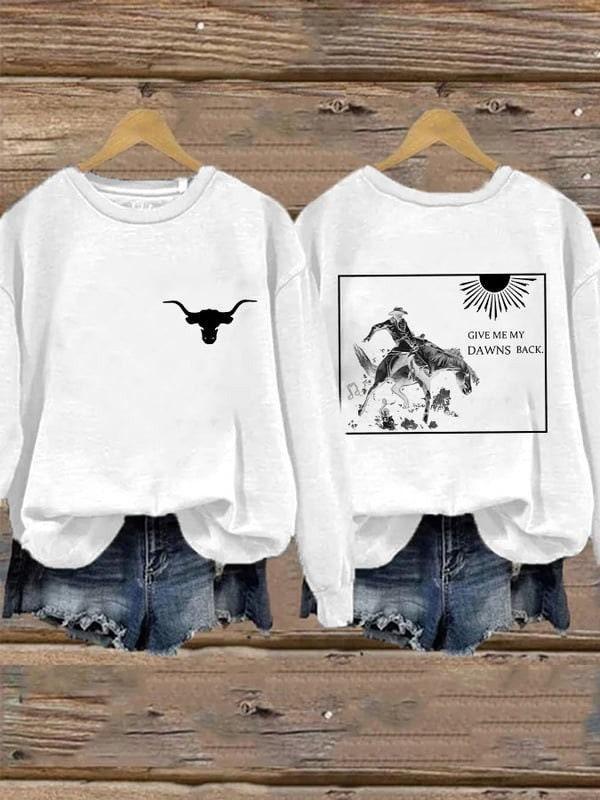 Womens Give Me My Dawns Back Sweatshirt, Country Western, Summertime Blues, Western Country Music Sweatshirt, Gift For Her, Zach Bryan Shirt (Classic Version) - Shirt King