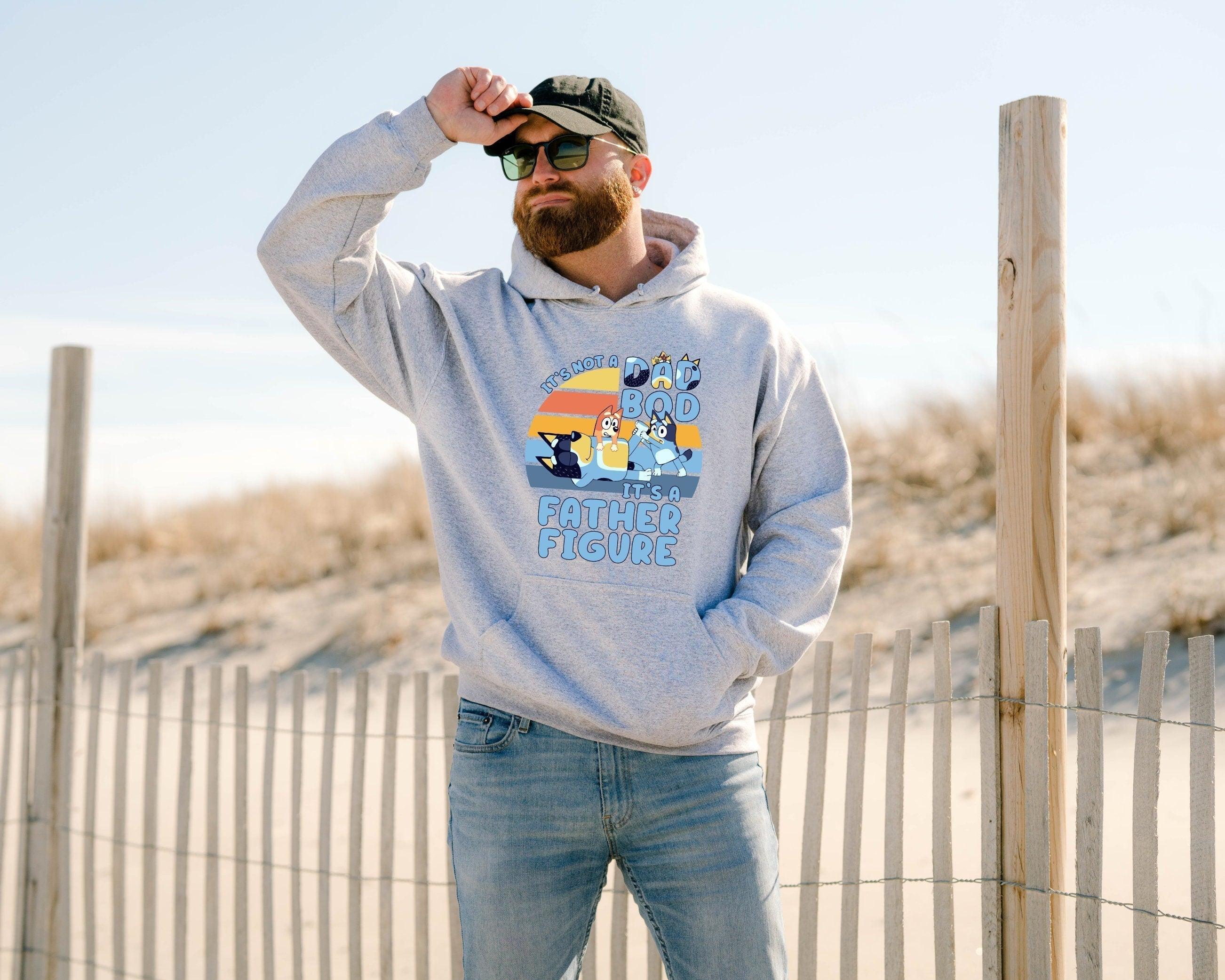 Bluey Dad Sweatshirt, It's Not A Dad Bod It's A Father Figure Hoodie, Humorous Dad Sweater, Dad Joke Clothing, TV Show Sweat, Fun Father Top (Classic Version) - Shirt King