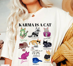 Karma is a Cat,Music Albums As Books T-Shirt,Concert Shirt,Fan Shirt,Lover Merch Tee,Music Shirt,Floral TS Merch Top,Music Fan Album TShirt (Classic Version) - Shirt King