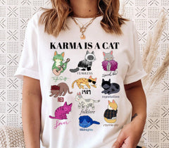 Karma is a Cat,Music Albums As Books T-Shirt,Concert Shirt,Fan Shirt,Lover Merch Tee,Music Shirt,Floral TS Merch Top,Music Fan Album TShirt (Classic Version) - Shirt King