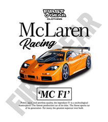 McLaren F1 Racing T-Shirt  - Original Art Car Shirt Poster Type Design for Birthday / Gifts For Car Guys / Gift for Dad