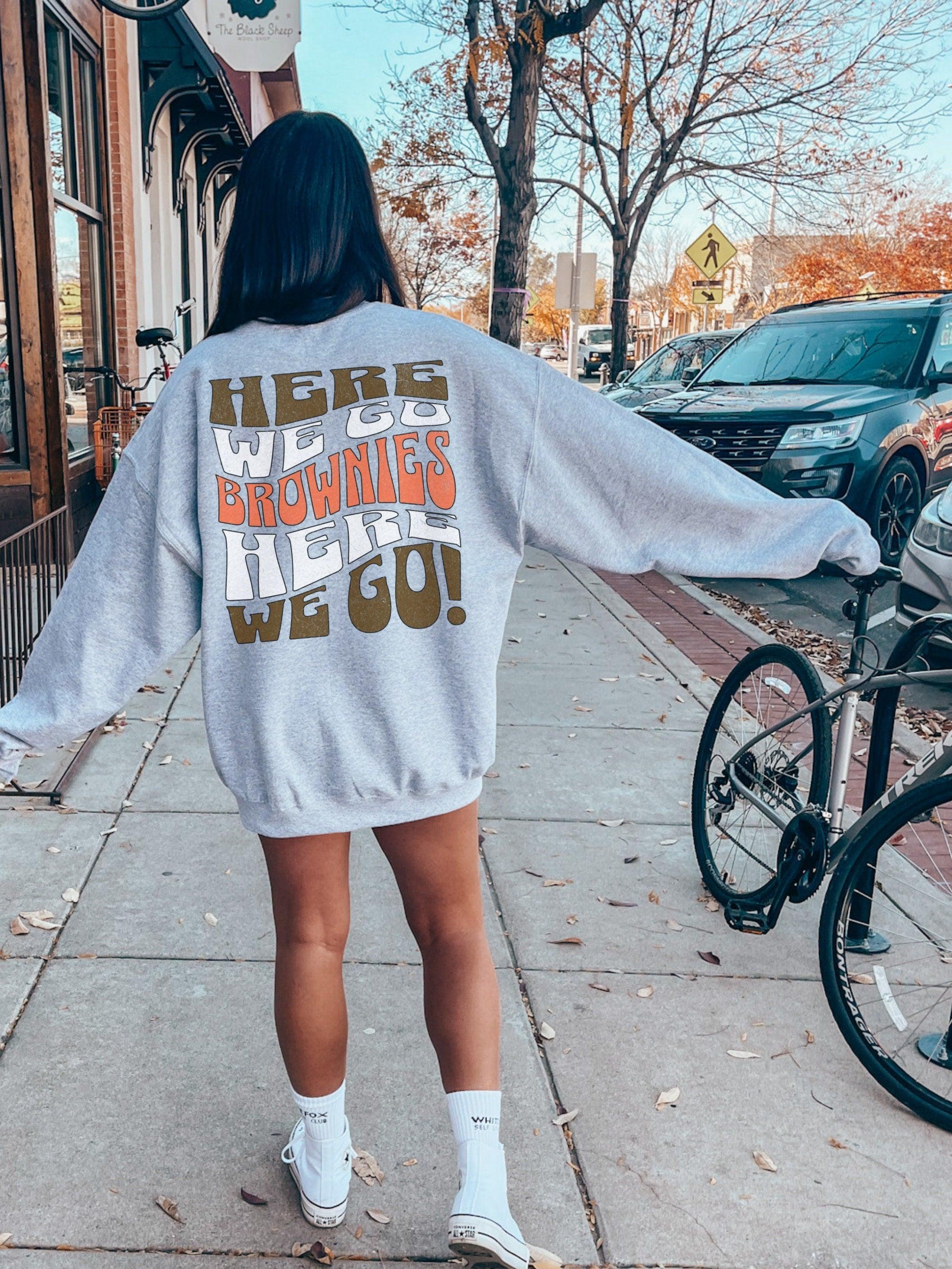 Cleveland Crewneck Sweatshirt, Go Brownies, Trendy Vintage Style Football Shirt for Game Day