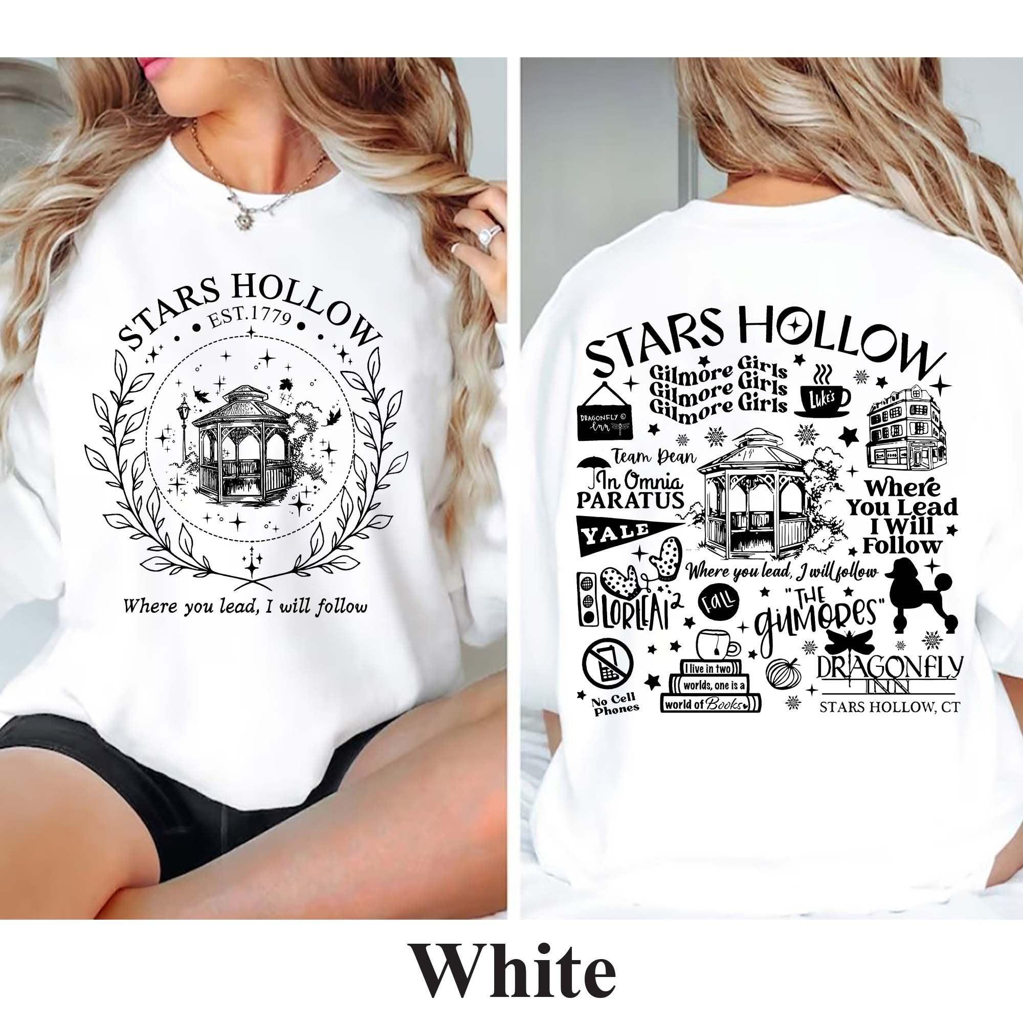 Vintage Star Hollow Pavilion Sweatshirt, Connecticut Star Hollow Embroidered Hoodie, Stars Hollow Pavilion T-shirt, Crew Neck Sweatshirt