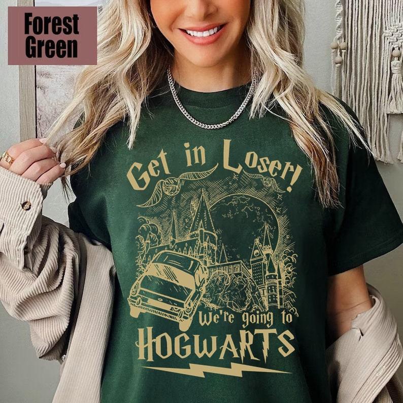 Get In Loser We're Going To Hogwarts Shirt-Wizard Flying Car Tee,Magical Adventure Top,Universal Studios Fan Gear,Gift for Wizard Enthusiast