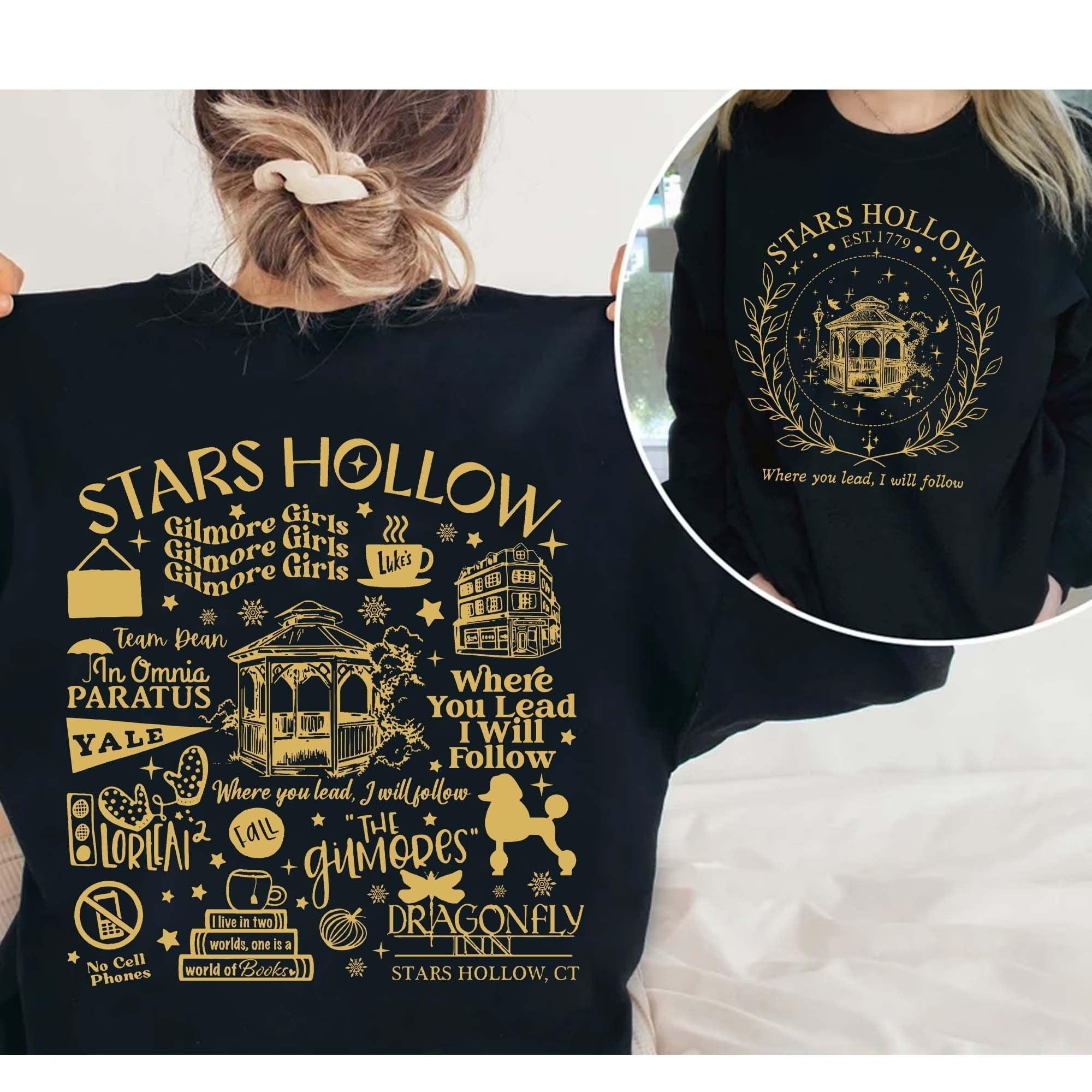 Vintage Star Hollow Pavilion Sweatshirt, Connecticut Star Hollow Embroidered Hoodie, Stars Hollow Pavilion T-shirt, Crew Neck Sweatshirt