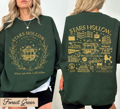 Vintage Star Hollow Pavilion Sweatshirt, Connecticut Star Hollow Embroidered Hoodie, Stars Hollow Pavilion T-shirt, Crew Neck Sweatshirt